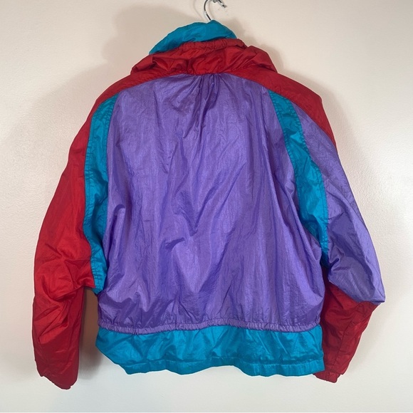 Vintage Roffe 80s or 90s Colorful Ski Snow Jacket Red Purple Blue Juniors 16 - Picture 7 of 15